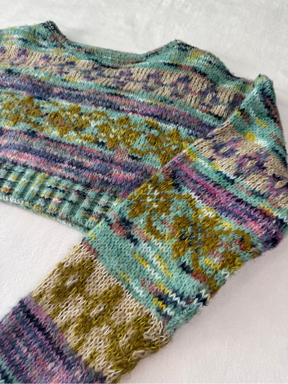 Urban Outfitters Carol Cropped Fair Isle Sweater Multicolor Size S - Picture 4 of 10